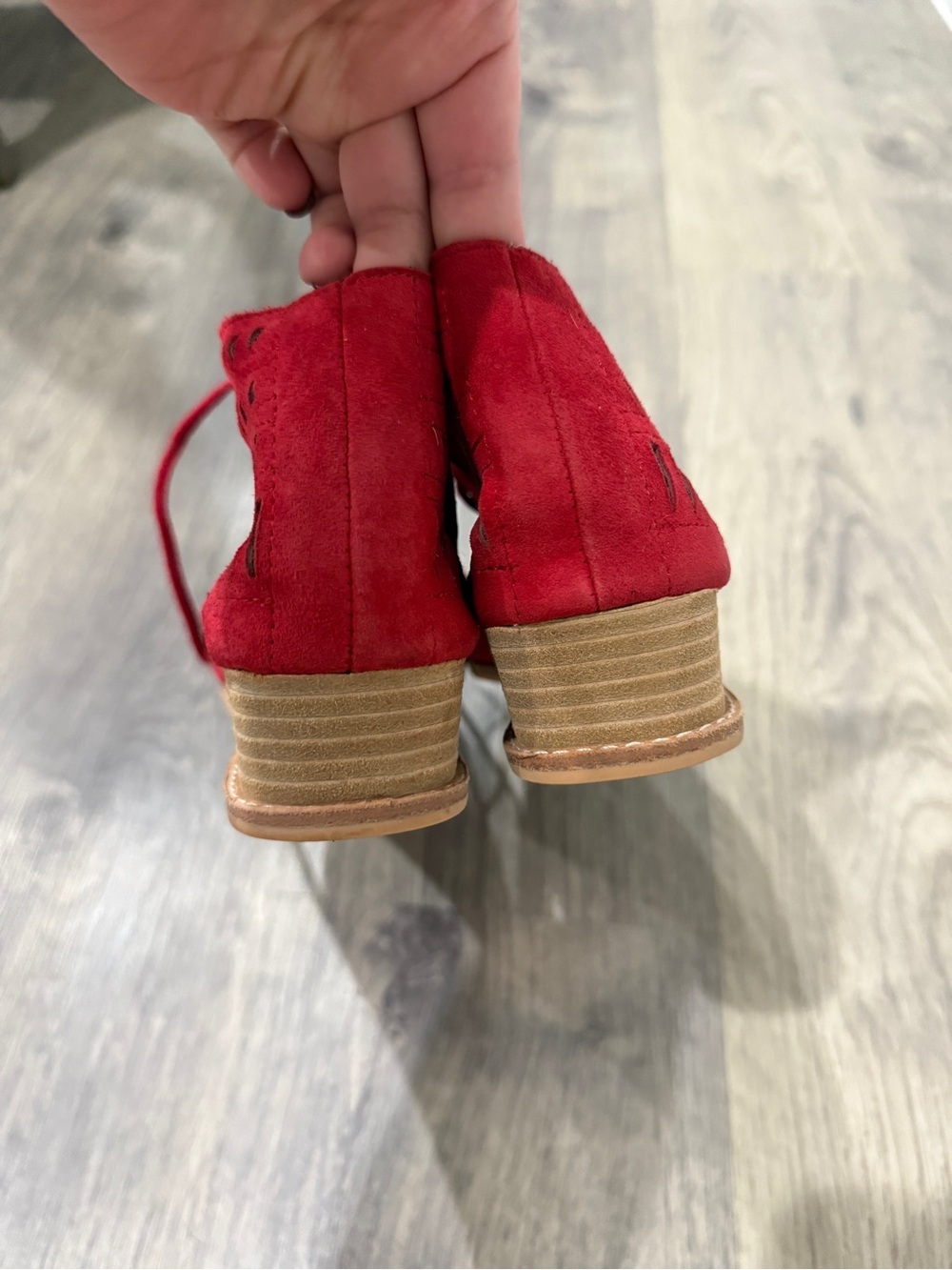 Jeffrey Campbell Rodillo Low Wedge Red Laser-Cut Lace-Up Sandals - Picture 6 of 11